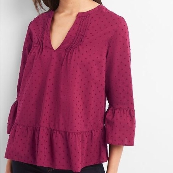 ☀️Gap Red Swiss Dot Blouse Sz Small - Picture 1 of 5